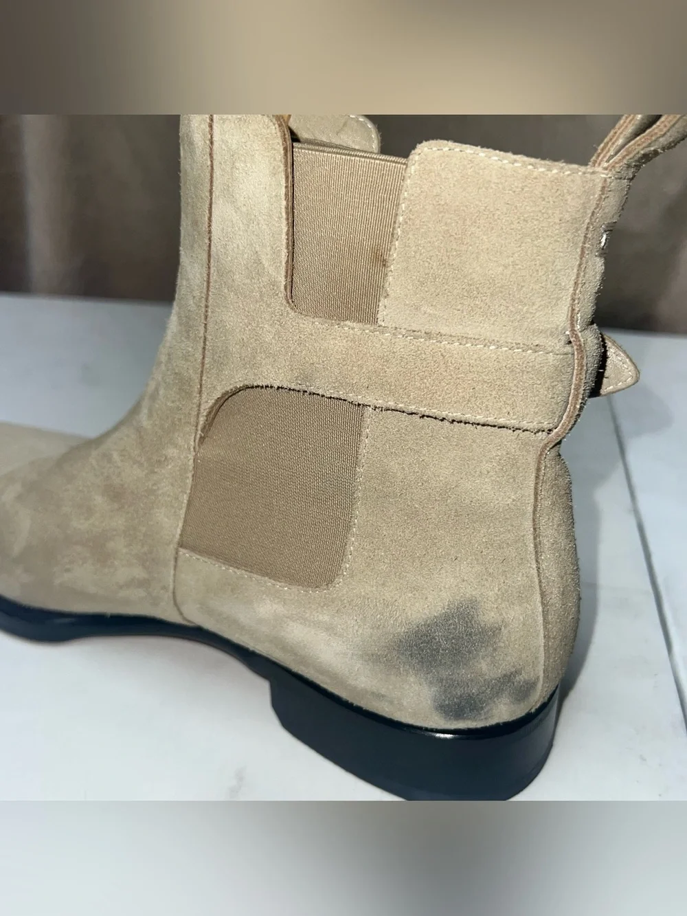 Hermes 2020 Berny Suede Boots Mens Size EU 44 Beige Made In Italy Chelsea